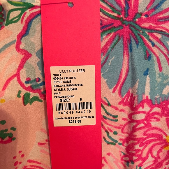Lilly Pulitzer Darlah Stretch Ruffle Trim Dress Paradise Found 6 NWT - Picture 2 of 3